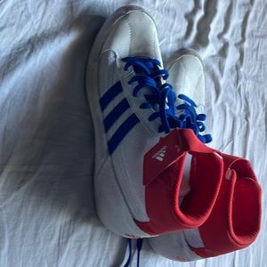adidas Men's HVC Wrestling Shoe, White/Royal/Red siz 9.5